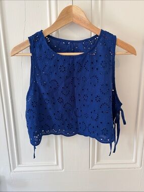 Primark Cobalt Eyelet Lace Crop Top